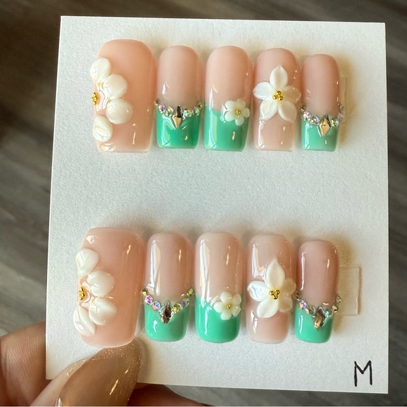 Handmade Other - Handmade Floral Mint Green Acrylic Nails